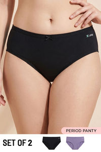 Lavos Anti Microbial Medium Rise Full Coverage Hipster Period Panty (Pack of 2) - Black Lavender — thumbnail 1